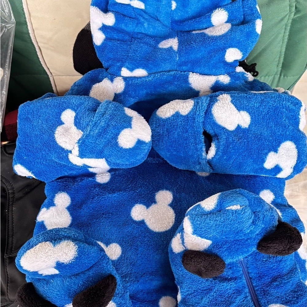 Disney Mickey Mouse Blue and White Kids Footie - Picture 10 of 12